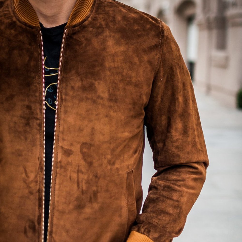 RARE Beckett Simonon Brown Suede Leather Bomber Size M